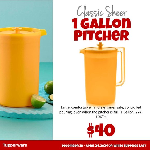 NWT Tupperware 1 Gallon Pitcher - Picture 2 of 11
